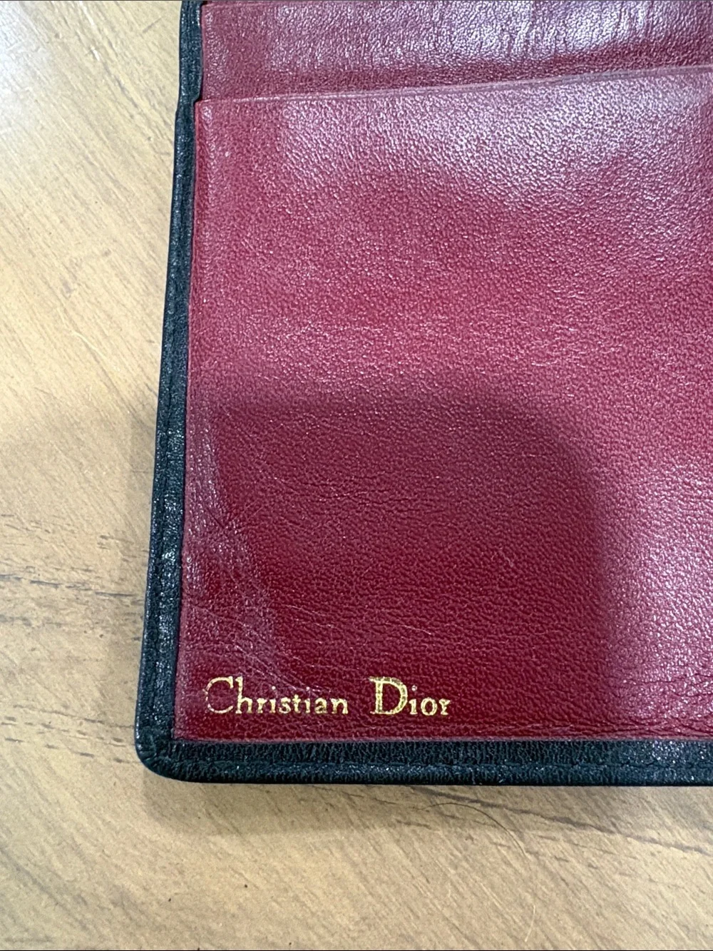 Christian Dior vintage Black/Burgundy Leather Long Wallet